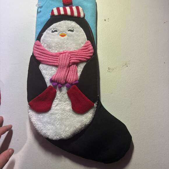 Cute Penguin Christmas Stocking - Holiday Decor with Scarf and Hat - Picture 4 of 6